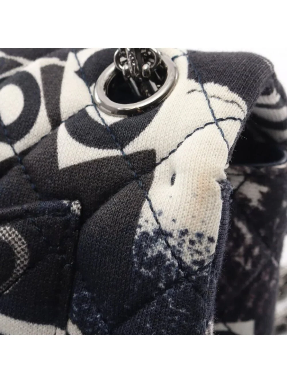 Chanel Shoulder Bag 2.55 Mini Quilted Camellia Graffiti Mademoiselle Chain Navy